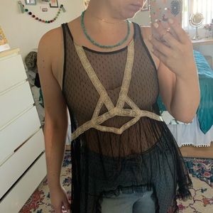 Free People Intimately mesh dot lace tank